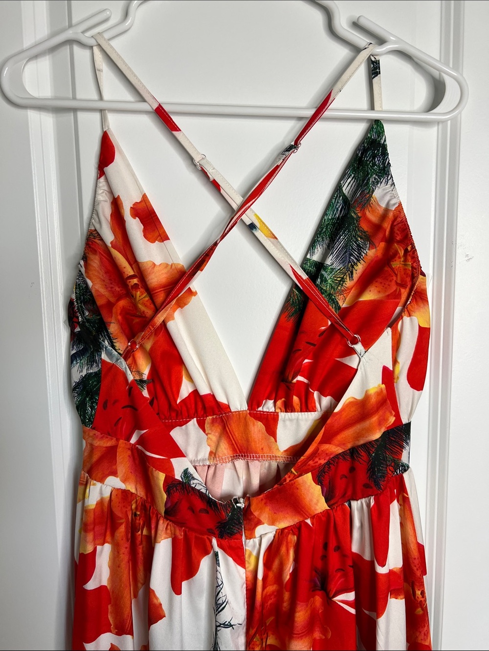 Tropical Floral Maxi Dress in Red & Orange - Picture 4 of 5